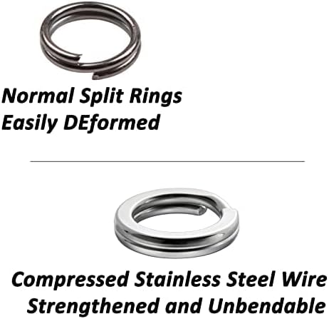 Dr.Fish Split Ring Stainless Steel Hyper Wire Flattened Fishing Lure Rings Heavy Duty Tackle Hook Line Connector Saltwater