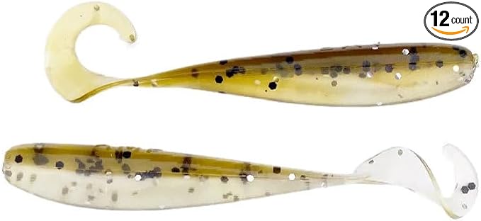 A.M. Fishing Curly Tail Jerkshad 3 Inch Soft Baits Garlic Infused,– 12 Pack – Saltwater & Freshwater Fishing Lures for Bass, Redfish, Snook, and Trout
