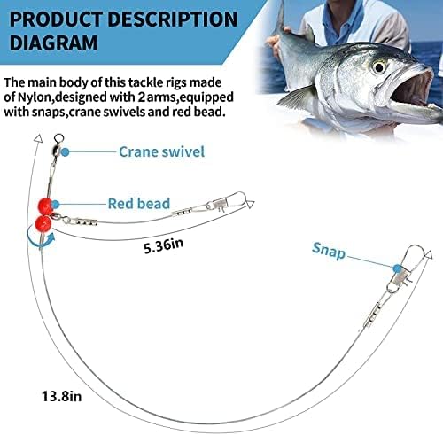 YOTO Fishing Leaders,Stainless Steel Tackle Rig with Tackle Lure Swivels Snaps, Saltwater rig Wire Leader Fishing Leader Wire Bottom rigs for Saltwater