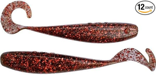 A.M. Fishing Curly Tail Jerkshad 3 Inch Soft Baits Garlic Infused,– 12 Pack – Saltwater & Freshwater Fishing Lures for Bass, Redfish, Snook, and Trout