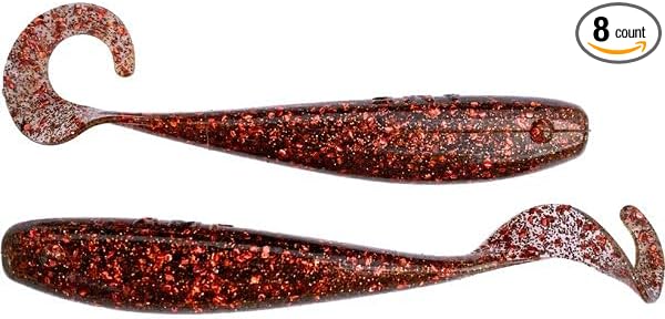 A.M. Fishing Curly Tail Jerkshad 4 Inch Soft Baits Garlic Infused,– 8 Pack – Saltwater & Freshwater Fishing Lures for Bass, Redfish, Snook, and Trout