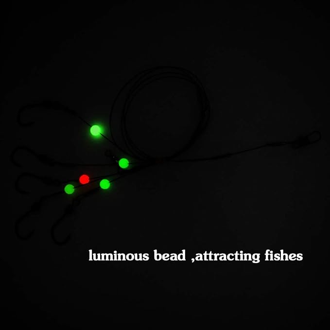 Fishing Hook with Leader,5 Hooks Fishing Rig-7 Strands Nylon Coated Fishing Leader with Swivle,Snap,Hooks