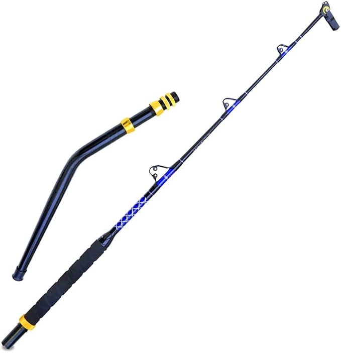 Deep Sea Fishing Rod, Heavy Duty Bent Butt Trolling Rod with Roller Guides,Conventional Fishing Rod