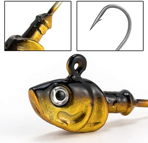 Dr.Fish 10 Pack Swimbait Jig Heads, Saltwater Fishing Jig Heads 3D Eyes High Carbon Steel Hooks Surf Fishing Lures Flounder Striper Halibut Pompano Bass