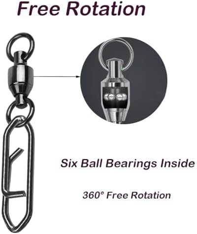 Snap Fishing Swivels Ball Bearing Swivel High Strength Fishing Swivels Saltwater Stainless Barrel Swivel for Freshwater