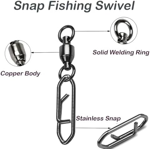 Snap Fishing Swivels Ball Bearing Swivel High Strength Fishing Swivels Saltwater Stainless Barrel Swivel for Freshwater