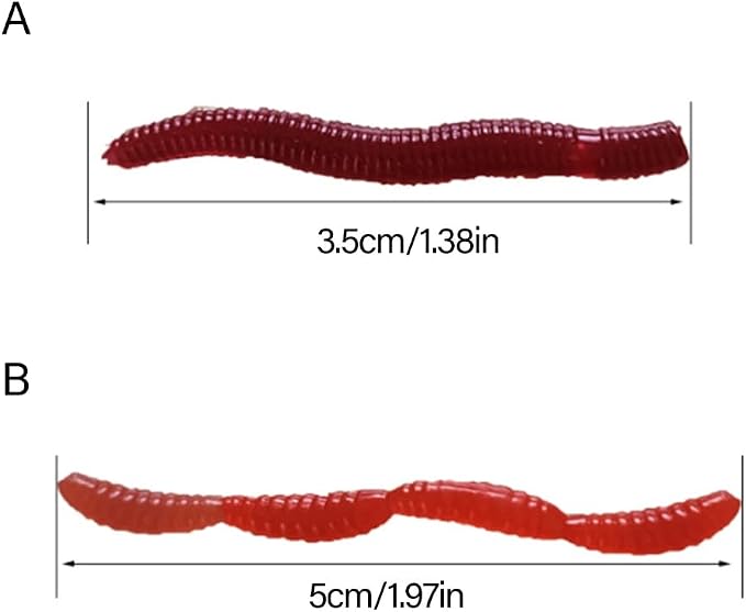 200pcs Soft Artificial Lure Earthworm Baits Fishing Lure Earthworm Bloodworm Baits Fishing Accessory