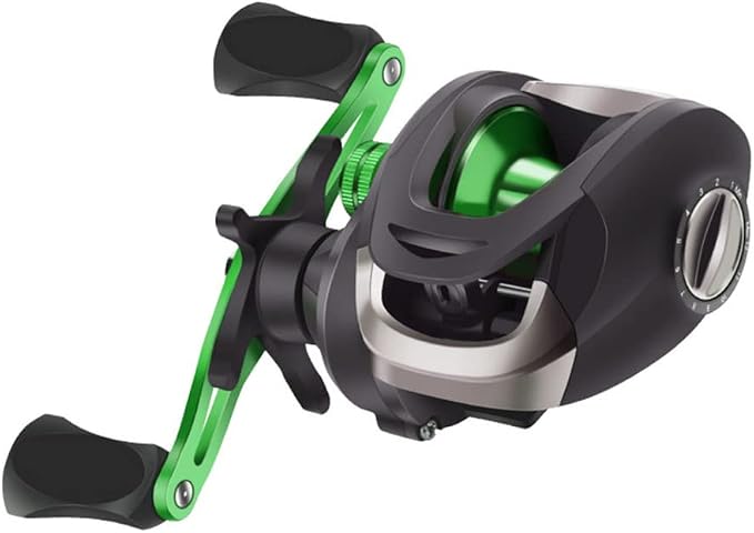 TEQIN Fishing Baitcasting Reel, 7.2:1 Gear Ratios, Max Drag 10kg, Long-Casting, 12 Levels Magnetic Adjustment, HD Green, Right Hand