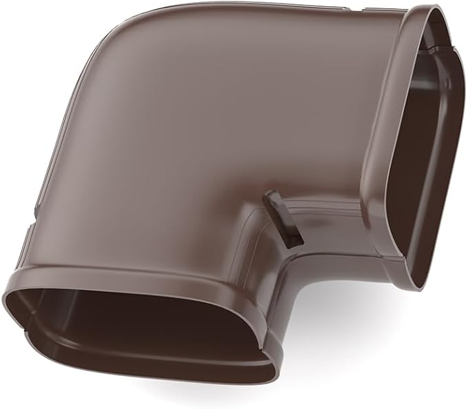 Mini-Split Line Cover Accessories: 4" Width Flat Elbow for Mini Split AC & Central AC, Brown