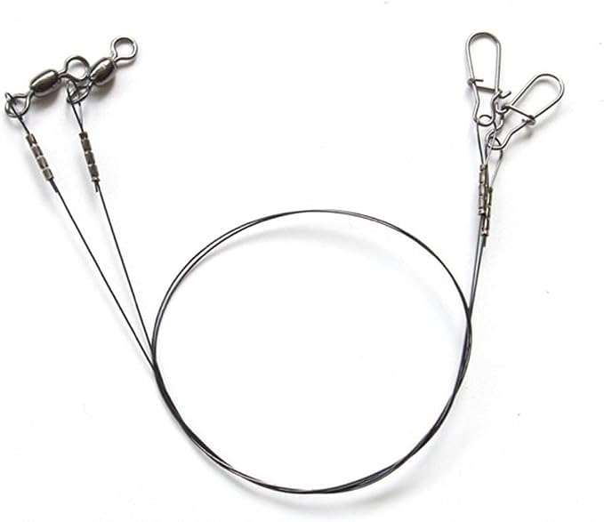 2 Pack Fishing Leader Lines with Strong Swivel DuoLock Snap for Predator Angling