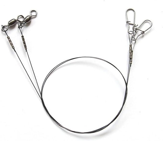 2 Pack Fishing Leader Lines with Strong Swivel DuoLock Snap for Predator Angling