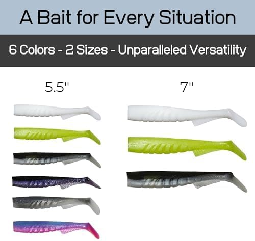Extreme Paddle Tail Swim Baits - Soft Plastic Swimbaits, Premium Paddle Tail Swimbaits for Bass Fishing, Great Action Lifelike Saltwater Soft Swimbait Shad Lure