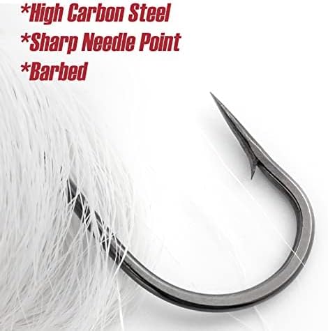 Dr.Fish 3 Pack Bucktail Jig Lure Hair Jig Saltwater Freshwater Lures Surf Fishing Bass Flounder Striper Bluefish Halibut Redfish