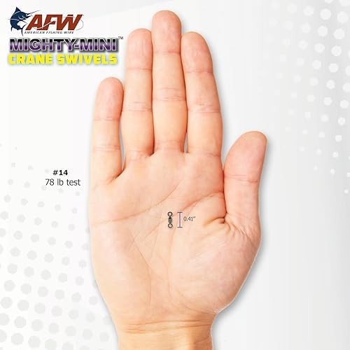 AFW American Fishing Wire Fishing Swivels - Mighty Mini 100% Stainless Steel Crane Swivels, 3X Stronger Than Brass, for Terminal Tackle Box, Up to 600lb Test - Fishing Gear for Fishing Line Leaders