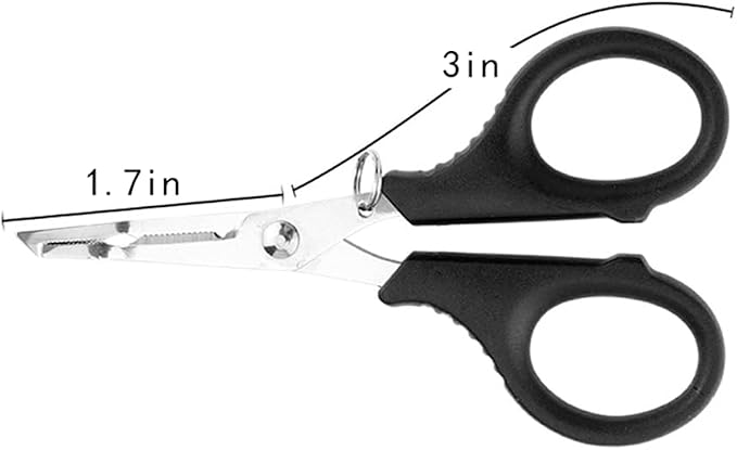 Multifunctional Fishing Plier Fish Hook Remover Cutter Scissors with Hooked Tip Practical Fishing Tool Durable Stainless Steel Fish Hook Remover Multifunctional Fishing Tool Accessory, Black