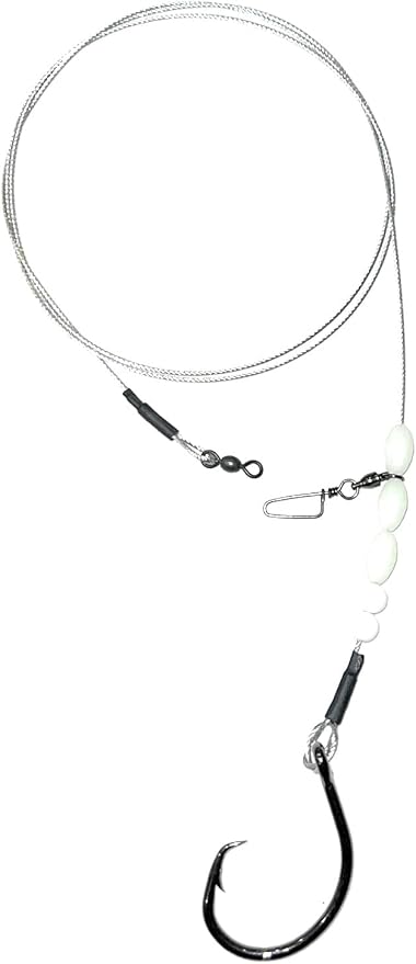 Shark Fishing Rig Bite Proof Leader with 12/0 Heavy Duty Shark/Grouper Fishing Hook