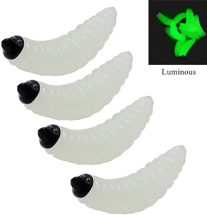 100pcs Soft Silicone Maggot Worm, Soft Artificial Bread Worm Fishing Lure, Biomimetic Earthworm Lures Worm Fishing Lures Simulation Bait Fake Worm