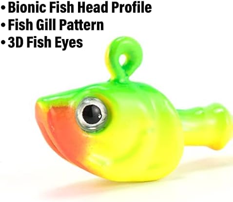 Dr.Fish 10 Pack Swimbait Jig Heads, Saltwater Fishing Jig Heads 3D Eyes High Carbon Steel Hooks Surf Fishing Lures Flounder Striper Halibut Pompano Bass