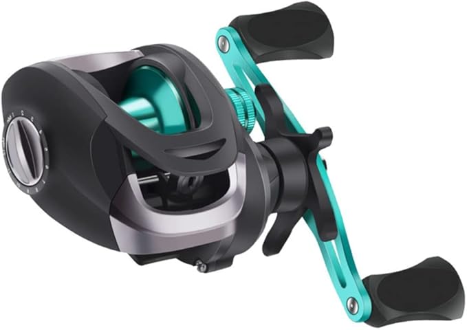 TEQIN Fishing Baitcasting Reel, 7.2:1 Gear Ratios Lure Fishing Baitcasting Reel, Max Drag 10kg Long-Casting Bait Caster Reel, 12 Levels Magnetic Adjustment Fishing Reel HD Blue Left Hand