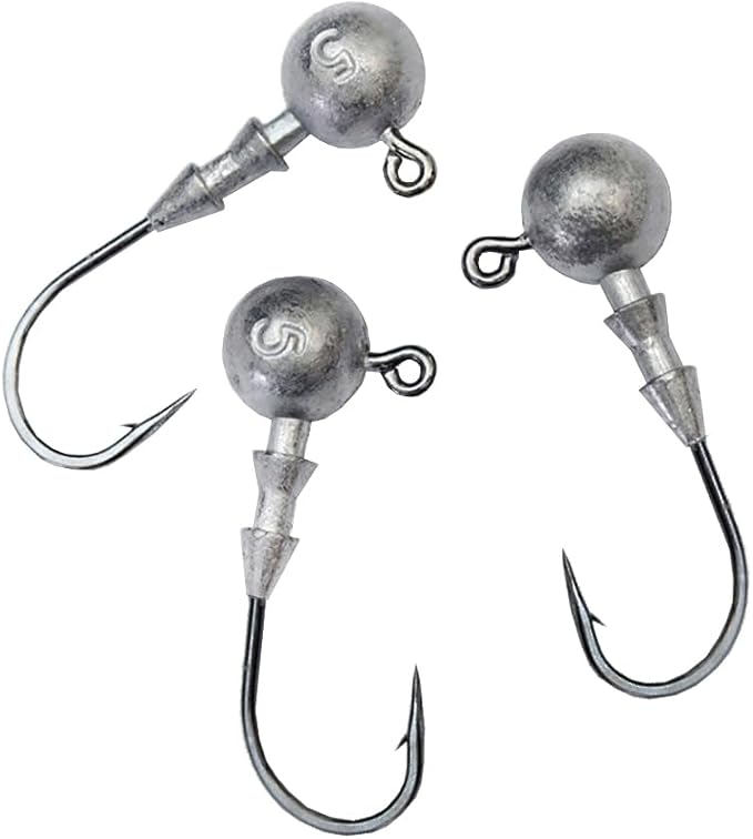 Kmucutie Ned Rig Jig Heads, 20 Pieces Finesse Mushroom Jig Hooks Kit for Bass Fishing 3/32,1/8,3/16,1/4,5/14 OZ,