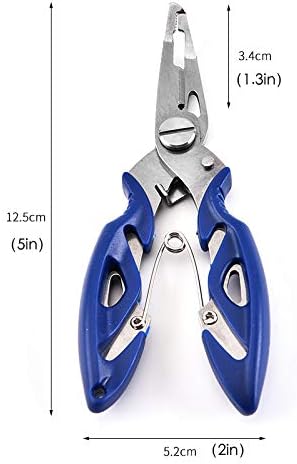 Fishing Pliers Stainless Steel Fish Hook Remover, Saltwater Resistant Fishing Braid Scissors Braided Line Cutter, Split Ring Opener Fishing Tools (5in-3pcs)