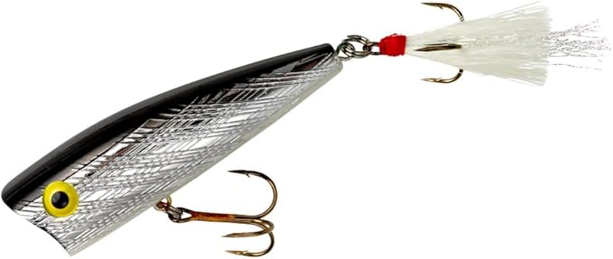 Rebel Lures Pop-R Topwater Popper Fishing Lure, Silver/Black, Magnum Pop-R (1/2 oz), One Size, 3"