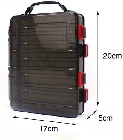 Double-Sided Fishing Lure Hook Tackle Box Visible Hard Plastic Clear Fishing Lure Bait Squid Jig Minnows Hooks Accessory Storage Case Container (Brown-10 Slots)