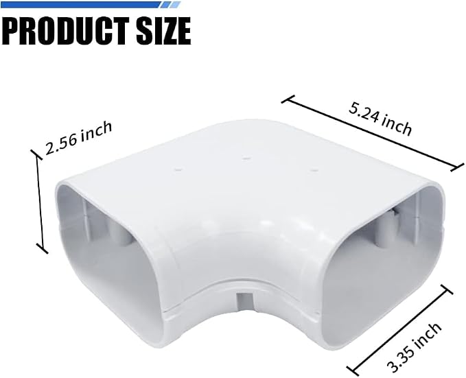 3'' Width Flat Elbow, Mini-Split Line Set Cover Accessories for Mini Split AC & Central AC, White