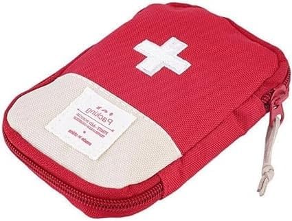Red Portable Mini First Aid Kit,Outdoor Camping Family Survival First Aid Kit Cross Pattern Safety and Survival Camping and Hiking