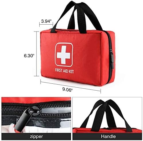 First Aid Kit - Trauma Kit with Essential Emergency Medical Supplies, Waterproof Travel First Aid Kit for Camping, Hiking, Simple and Portable Emergency Kit for Home, Dorm, Outdoor, Car (Bright red)