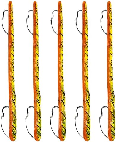 DeLong Lures 6" KILR Worm – Made in USA Weedless Pre-Rigged Soft Plastic Swimbaits, Extra Durable Bass Fishing Lures for Pike and More, 5-Pack Variety