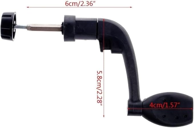 Fishing Reel Handle, Black Nylon, Universal Fit for Saltwater and Freshwater Spinning Reels, Non-Slip Grip