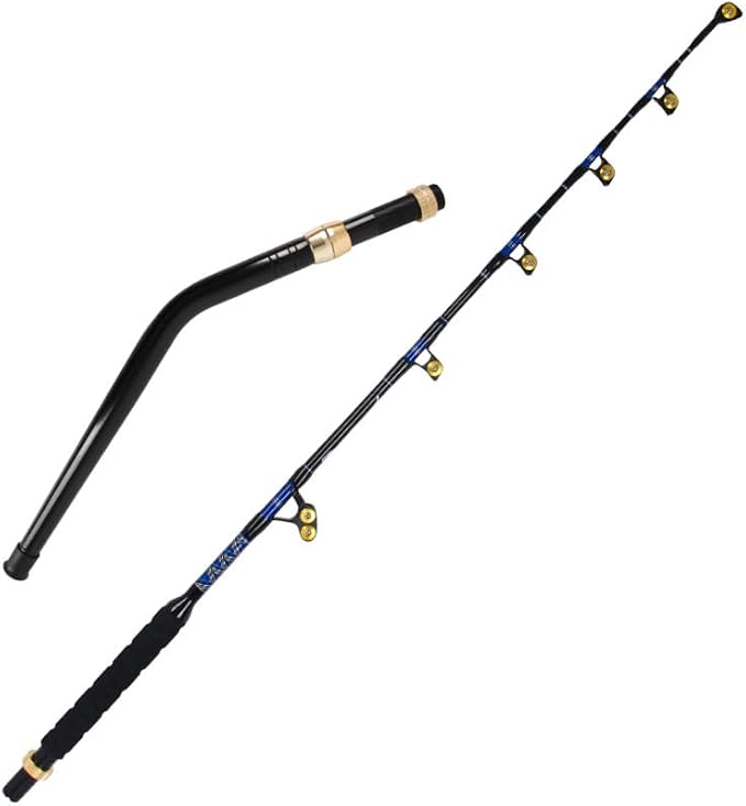 Deep Sea Fishing Rod, Heavy Duty Bent Butt Trolling Rod with Roller Guides,Conventional Fishing Rod