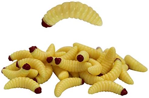 50PCs 2.4cm Maggot Soft Baits, Fresh Water Fishing Bait, Soft Fishing Lures, Bass Fishing Worms, for Lake Fishing Freshwater Saltwater Lake Ice Sea Fishing, Mackerel, Mullet