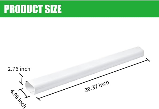 Mini-Split Line Set Cover Parts: 4" x 3.28 Ft Straight Duct 4 in Line Hide Accessories for Mini Split Central AC HVAC Heating System - Waterproof Outdoor PVC Pipe Cover, White