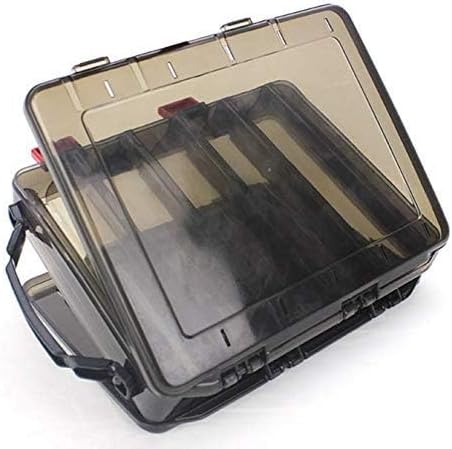 Double-Sided Fishing Lure Hook Tackle Box Visible Hard Plastic Clear Fishing Lure Bait Squid Jig Minnows Hooks Accessory Storage Case Container (Brown-10 Slots)