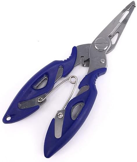 DeepCrush Fishing Pliers, Saltwater, Stainless Steel, Multi-Function, Anti-Corrosion, 4.9-Inch, with Sheath and Lanyard, Fishing Gifts for Men (Black)