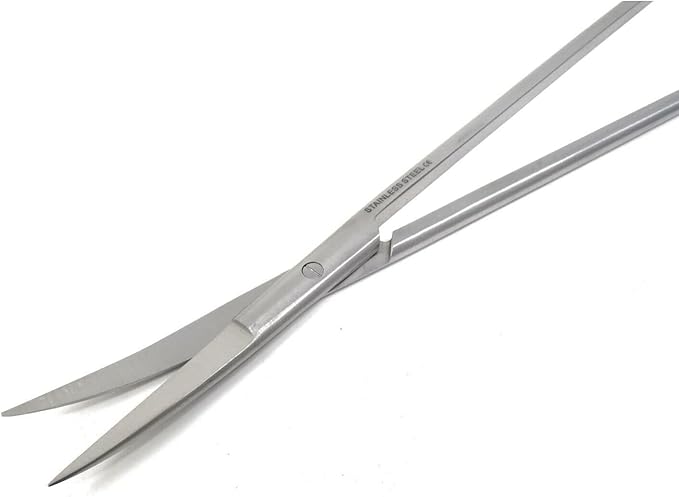 12" Stainless Steel Aquarium Scissors, Curved Long Aquatic Plant Trimming Scissors for Aquascaping, Fish Tank & Terrarium Maintenance in Fresh & Salt Water (Silver)