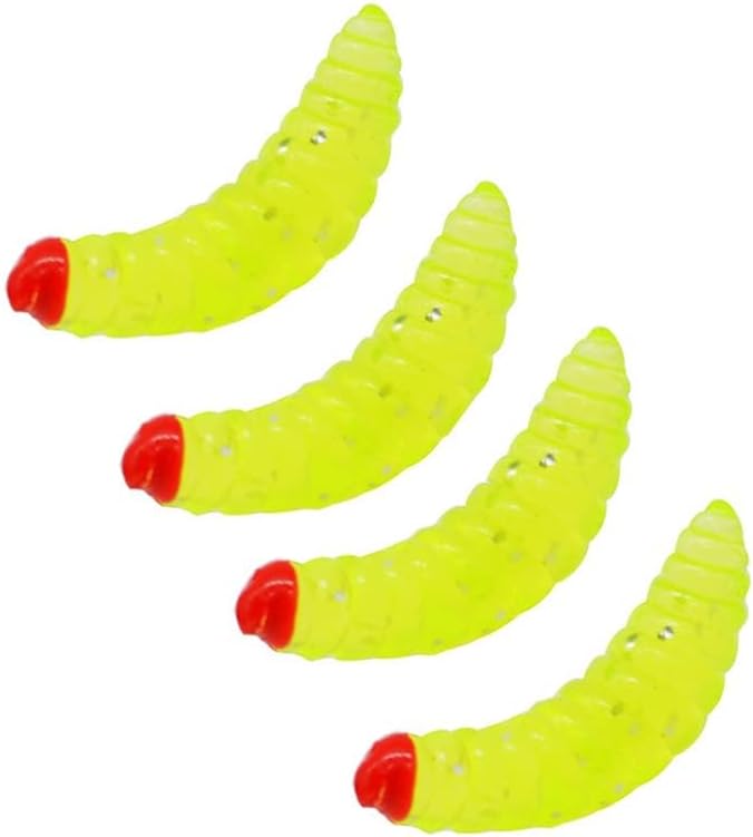 100pcs Soft Silicone Maggot Worm, Soft Artificial Bread Worm Fishing Lure, Biomimetic Earthworm Lures Worm Fishing Lures Simulation Bait Fake Worm