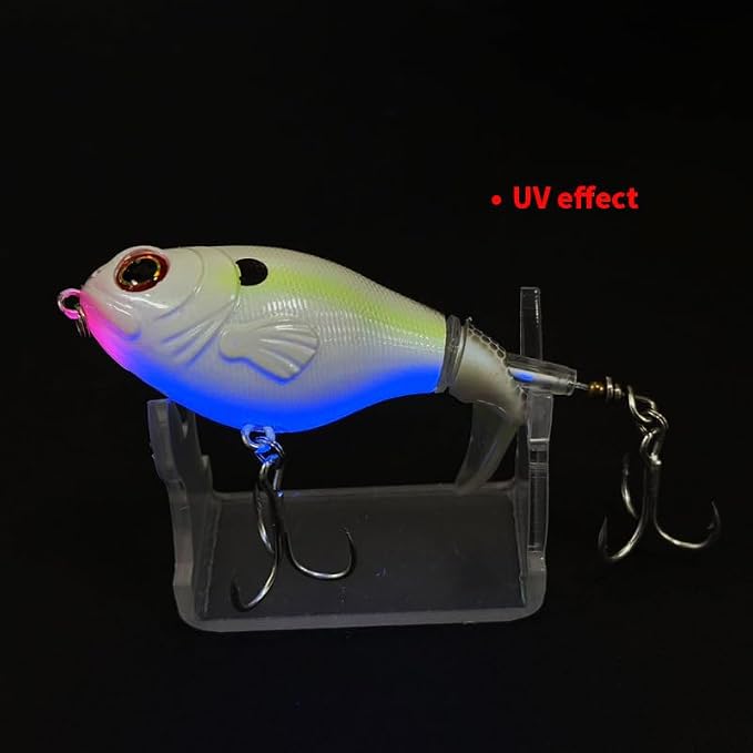 Topwater Fishing Lures 3pcs Fishing Bait Kit Bass Fishing Lure with Floating Rotating Tail Trout Pike Perch Swimbaits AH7517 2.95in Saltwater Plopper Bait Teasers Gift for Men Musky Lures