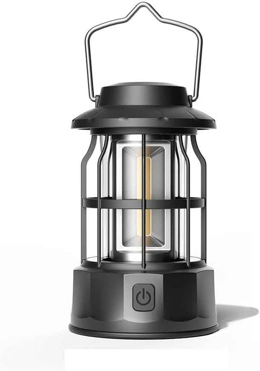 Adjustable Waterproof Rechargeable Camping Lantern, Emergency Light, Fishing, Adventures, Power Outages, Black