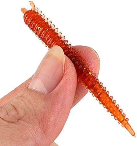 Zerone 10pcs Soft Bait, Fishy Smell Soft Freshwater Elastic Fishing Lure Sand Silk Maggot Lures for Bass Trout and Panfish in Freshwater