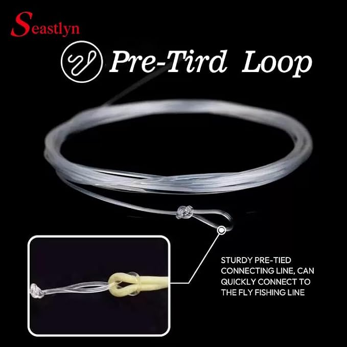3 Packs Pre-Tied Loop Fly Fishing Tapered Leader Fluorocarbon 7.5FT 9FT 12FT 0X 1X 2X 3X 4X 5X 6X 7X 8LB-26LB