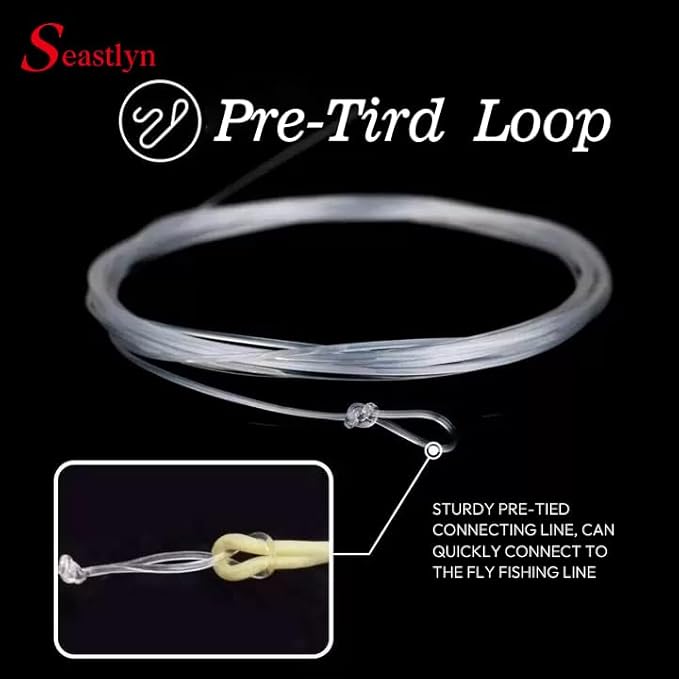3 Packs Pre-Tied Loop Fly Fishing Tapered Leader Fluorocarbon 7.5FT 9FT 12FT 0X 1X 2X 3X 4X 5X 6X 7X 8LB-26LB