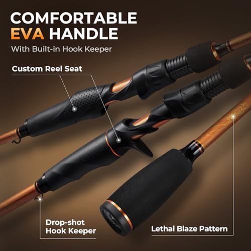 KastKing Lethal Blaze Twin-Tip Spinning Rod and Reel Combo, Size 5000 Spinning Reel, 7'4" Medium-Heavy Power, 2-Piece Rod with Twin-Tips