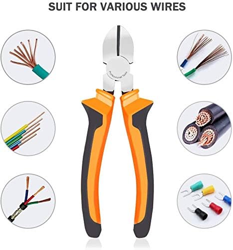 BOENFU Wire Cutter for Artificial Flowers, Crafts, Chicken Wire 6 inch Side Cutters Heavy Duty Diagonal Cutting Pliers, Orange