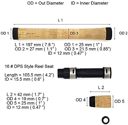 Acxico 1 Set of Spinning Fishing Rod Building Repair Composite Cork Handle Grip and Reel Seat