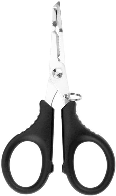 Multifunctional Fishing Plier Fish Hook Remover Cutter Scissors with Hooked Tip Practical Fishing Tool Durable Stainless Steel Fish Hook Remover Multifunctional Fishing Tool Accessory, Black