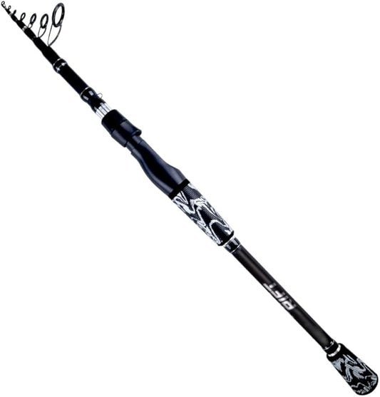 RIFT Venture Telescopic Fishing Rods, Rubber Grips, Fuji Guides, Carbon Fiber Rod, Durable Solid Carbon Tip, Floating Guides, Spinning Casting Travel Rod