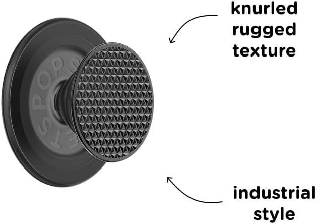 PopSockets Phone Grip for MagSafe, Magnetic Holder, Phone Stand, Black - Alum Triangle Knurled Black